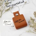 handwritten stamped leather keychain grief gift